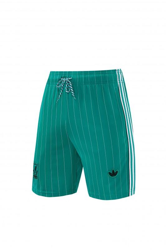 26/27 Liverpool   Green Pinstripe  Short Sleeve+Soccer Shorts