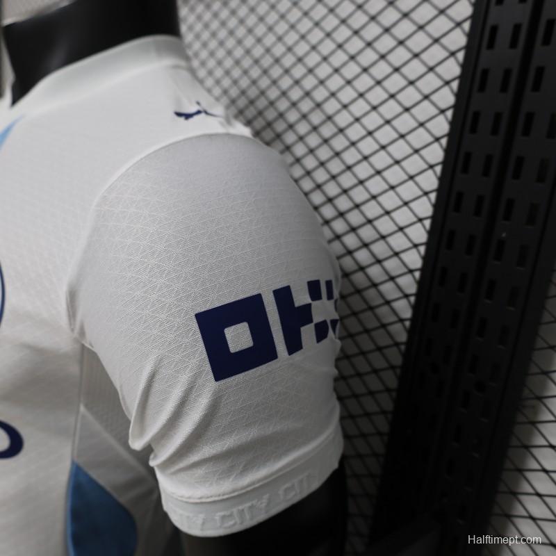 Player Version 26/27 Manchester City White with Blue Stripe Away Jersey