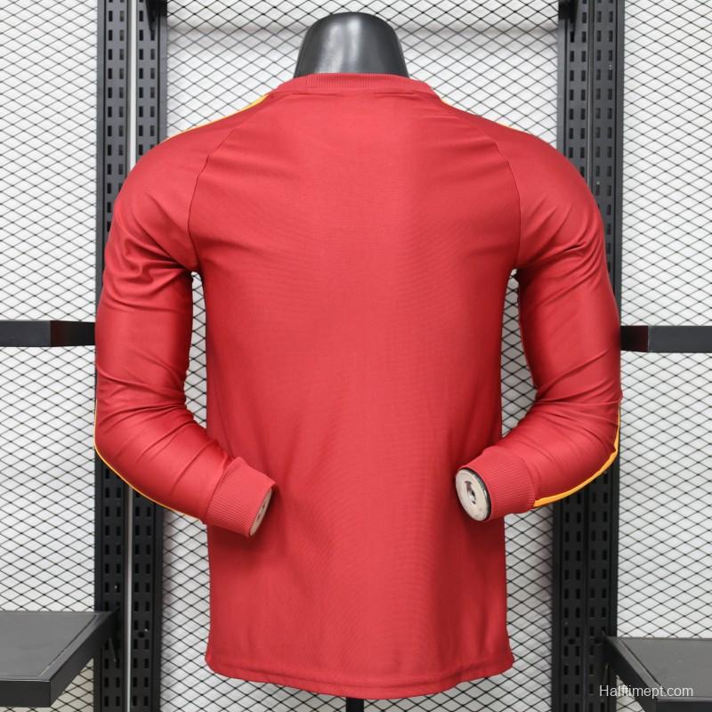 Player Version 2026 AS Roma Deep Red  84/85 Vintage Remake  Long Sleeve Home Jersey