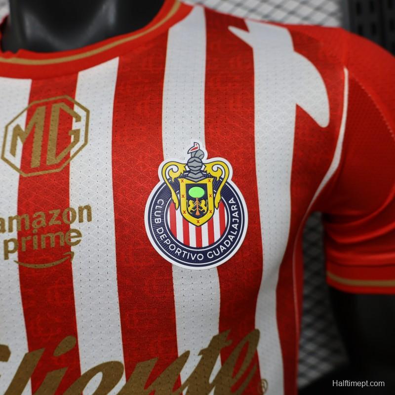 Player Version 26/27 Chivas de Guadalajara Red & White Stripes Home Jersey