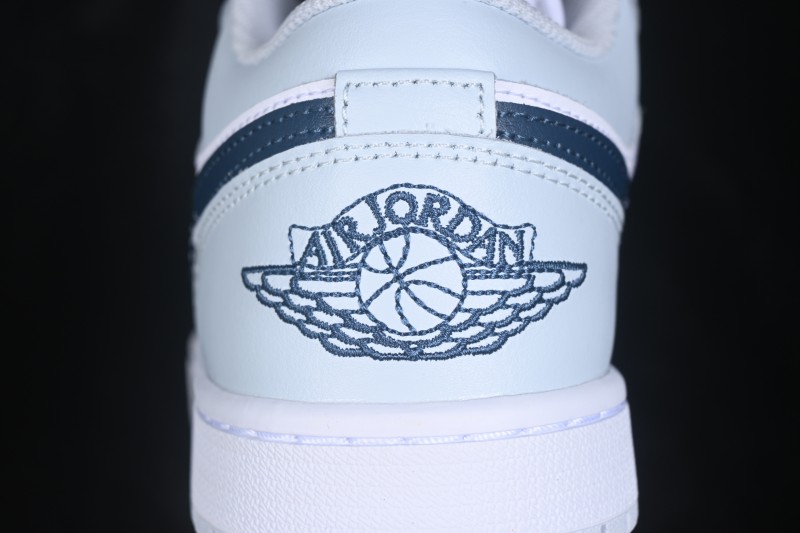 Nike Air Jordan 1 Low Retro Basketball Shoes with White Grey Blue Accents - 553558-400