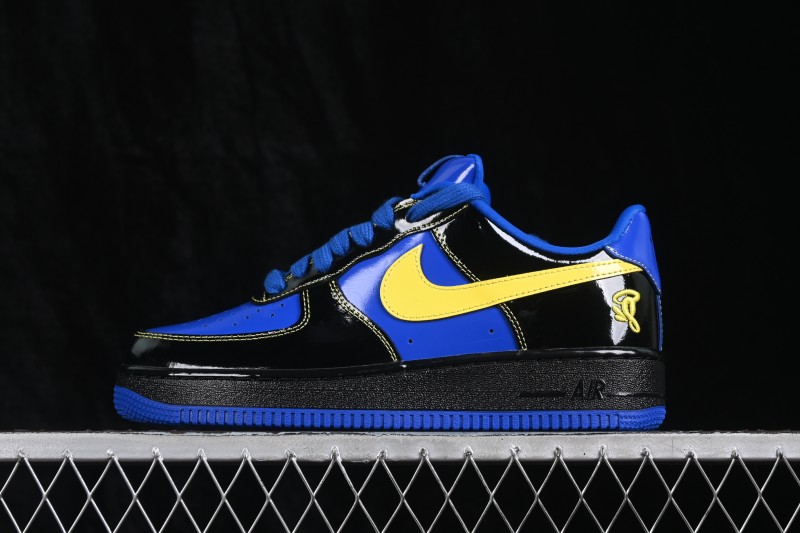Nike Air Force 1 Low Central Cee Racer Blue Black Yellow Patent Leather Casual Sneakers - IQ1402-010