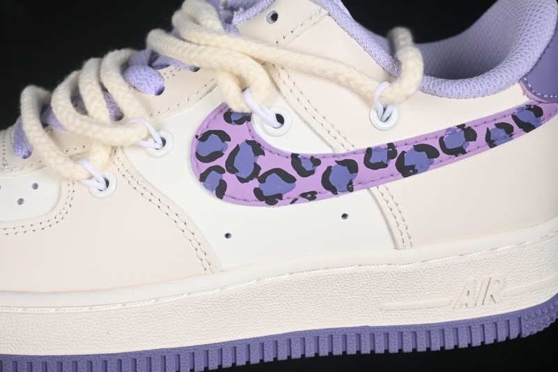 Nike Air Force 1 '07 Low Hand-Painted Taro Leopard Casual Skateboarding Shoes - FJ7740-111