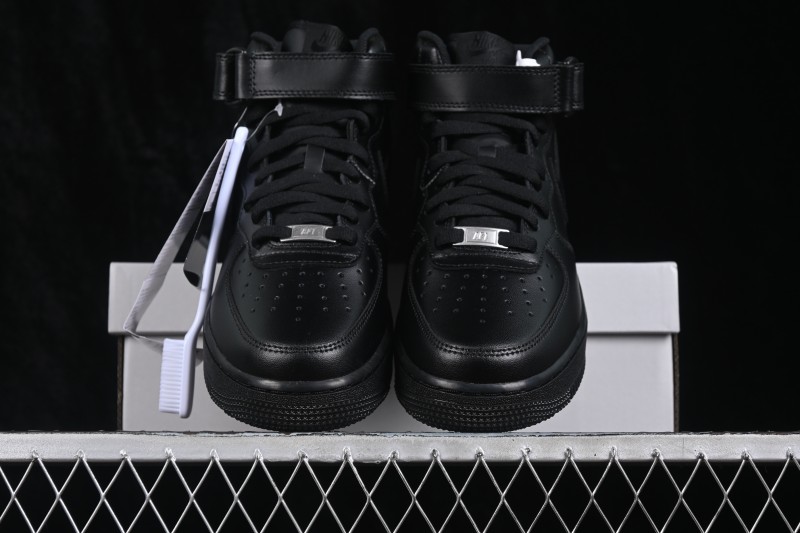 Nike Air Force 1 '07 Mid Black Casual Basketball Shoes with Leather Upper - CW2289-001