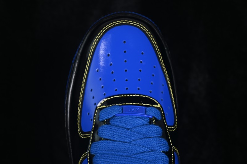 Nike Air Force 1 Low Central Cee Racer Blue Black Yellow Patent Leather Casual Sneakers - IQ1402-010
