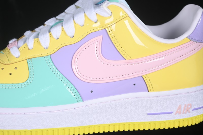 Nike Air Force 1 '07 Low Basketball Shoes with Patent Leather Color Blocking and Full-Length Air Cushion - IQ9706-701
