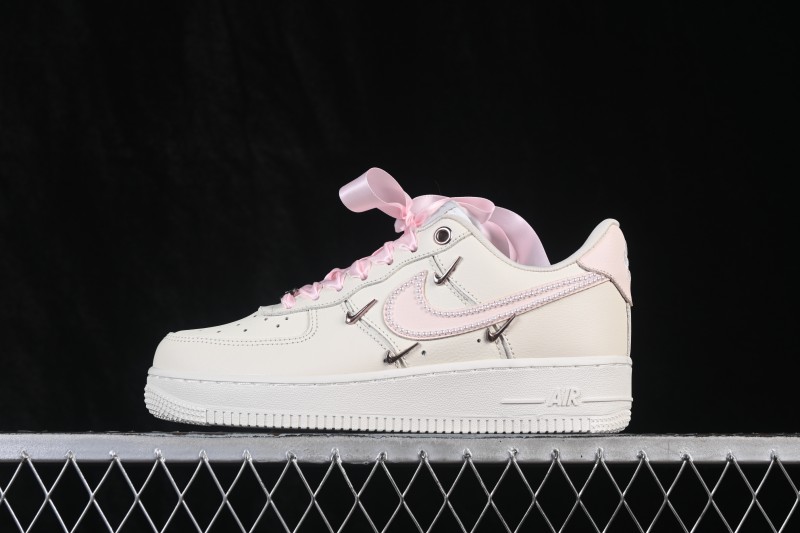 Nike Air Force 1 '07 Low Hand-Painted Graffiti Pearl Cream Linen Casual Sneakers - FV8110-183
