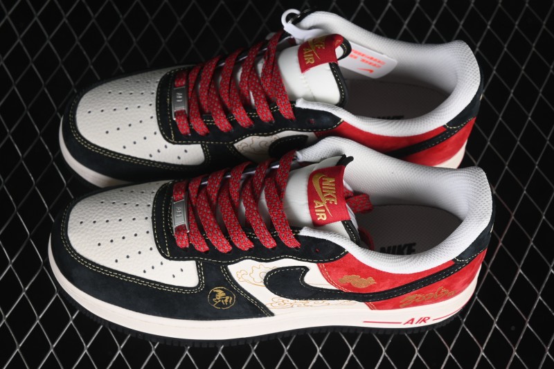 Nike Air Force 1 '07 Low Red Black Gold Three-Color Casual Low-Top Sneakers - QW5288-117