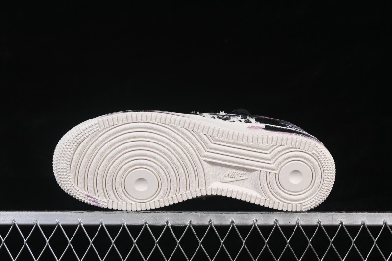 Nike Air Force 1 '07 Low Hand-Painted Graffiti Sneakers with Midnight Starburst Design - FJ7740-170