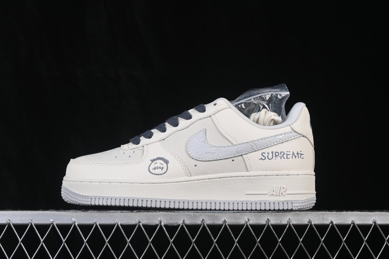 Nike Air Force 1 '07 Low Canvas White Grey Casual Skateboarding Shoes with Full-Length Air Cushion - DW8806-009
