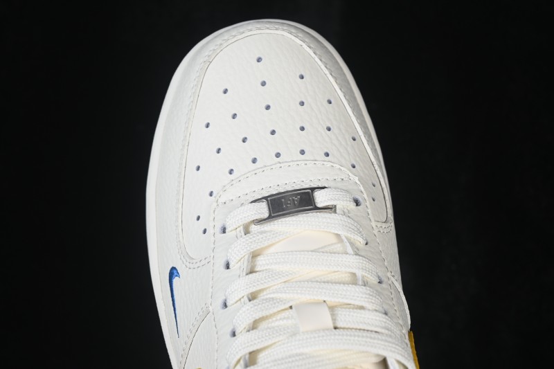 Nike Air Force 1 '07 Low Classic White Basketball Sneakers with Gold Accents and Full-Length Air Cushion - FZ1151-100