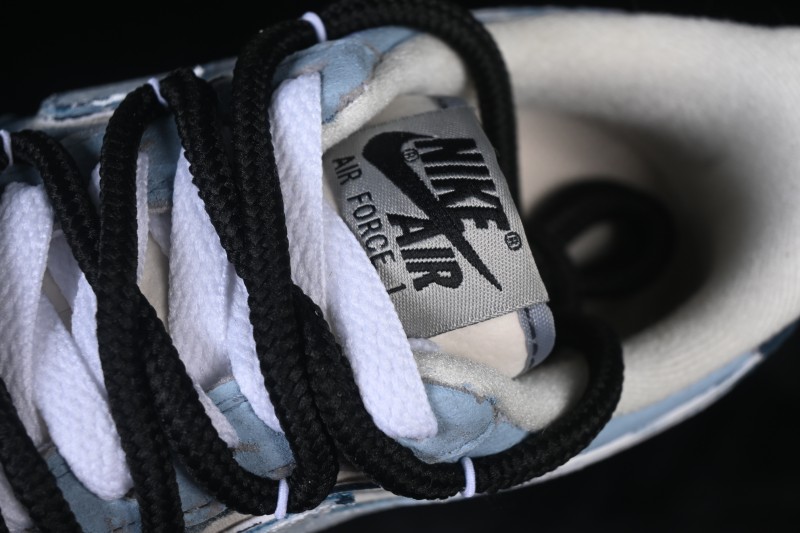 Nike Air Force 1 '07 Low 'Midnight Starburst' Hand-Painted Graffiti Sneakers with Retro Worn Aesthetic - ZB2121-120