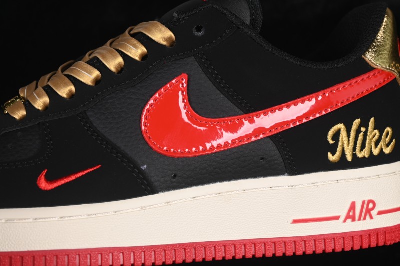Nike Air Force 1 '07 Low Men's Basketball Shoes with Metallic Gold and Red Flame Design - NH0601-528