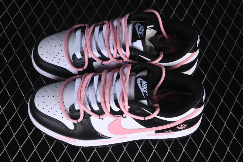 Nike SB Dunk Low Cat Paw Black Pink Deconstructed Strap Casual Skateboarding Shoes - DD1503-101