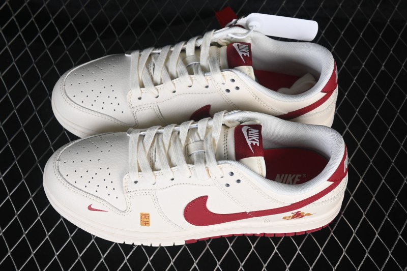Nike SB Dunk Low Premium Custom Skateboarding Shoes in White Wine Red - MZ9588-858