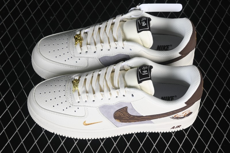 Nike Air Force 1 '07 Low Chinese New Year Year of the Horse Edition Brown and Gold Accents Low-Top Casual Sneakers - FQ7637-001