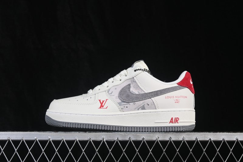 Nike Air Force 1 '07 Low Casual Sneakers with Full-Length Air Cushion and Classic White-Red Design - HS6188-134