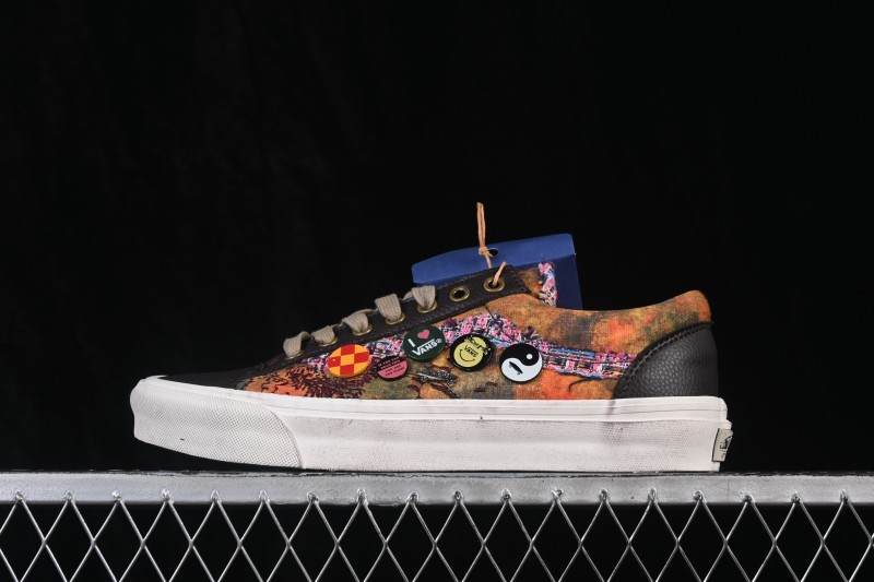 Vans Premium Old Skool 36 Retro Distressed Skate Shoes with Vintage Logo Accents - VN000D9RENB
