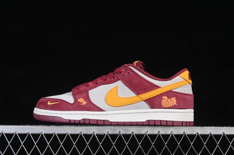 Nike SB Dunk Low Year of the Horse Custom Grey Pink Gold Embroidery Low-Top Casual Skateboarding Shoes - XZ5899-119