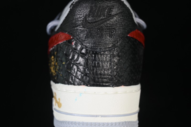 Nike Air Force 1 '07 Low Ink Pattern Fortune Hand-Painted Sneakers with Ma Year National Style Limited Edition - DX2697-111