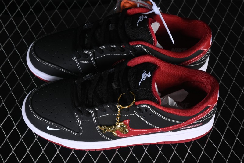 Nike SB Dunk Low Year of the Horse Limited Edition Black Red Custom Low-Top Skateboarding Shoes - AJ6817-005