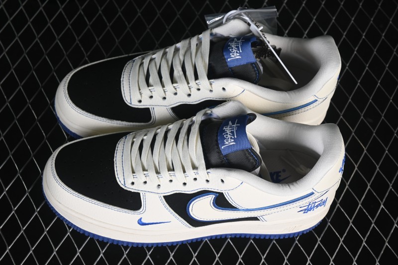 Nike Air Force 1 '07 Low Basketball Shoes with White-Black-Royal Blue Colorway - DN1688-811