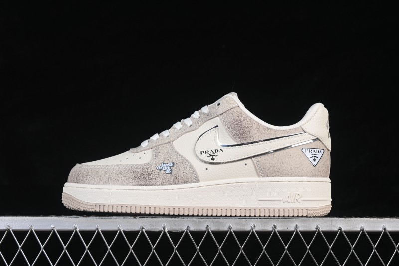 Nike Air Force 1 '07 Low Collaboration Basketball Shoes with Cream Grey Tone and Full-Length Air Cushion - XL1979-129