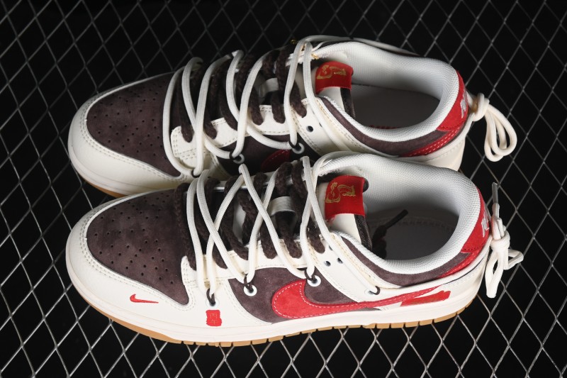 Nike SB Dunk Low Year of the Horse White Brown Contrast Premium Low-Top Skateboarding Shoes - YX5066-C66