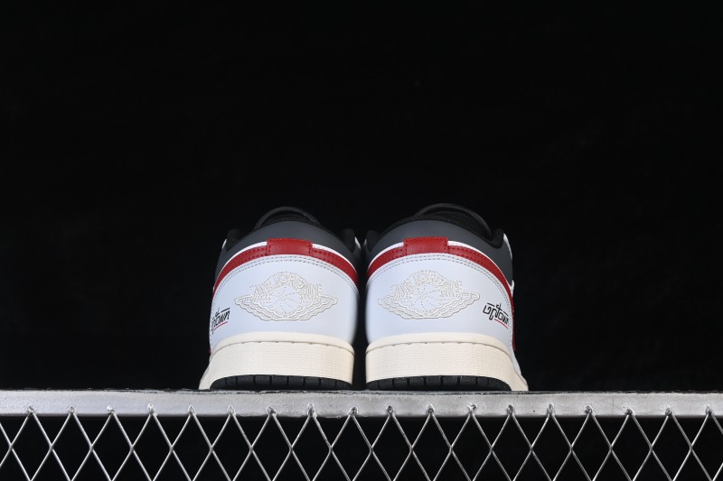 Nike Air Jordan 1 Low Retro Basketball Shoes in White and Red - 553558-081