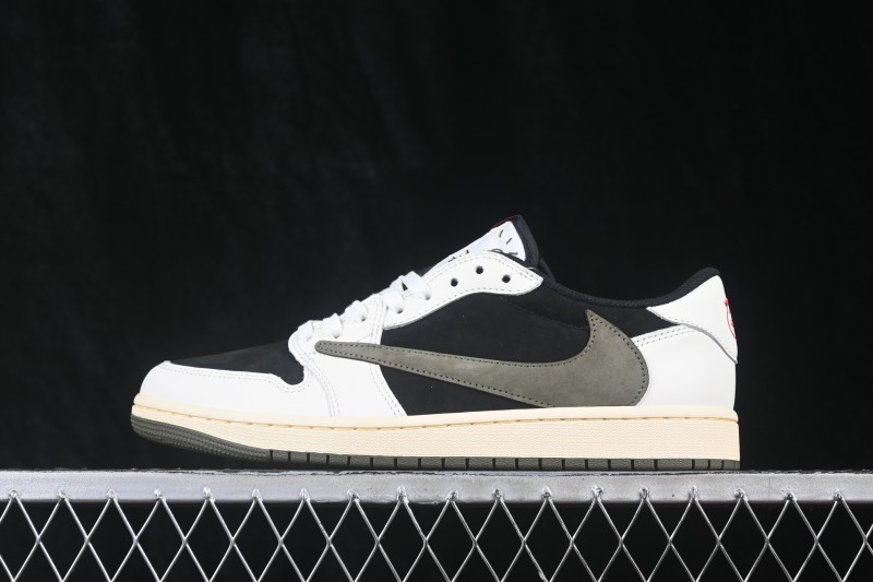 Nike Travis Scott x Air Jordan 1 Low OG Sneakers with Reverse Swoosh Design - DZ4137-106
