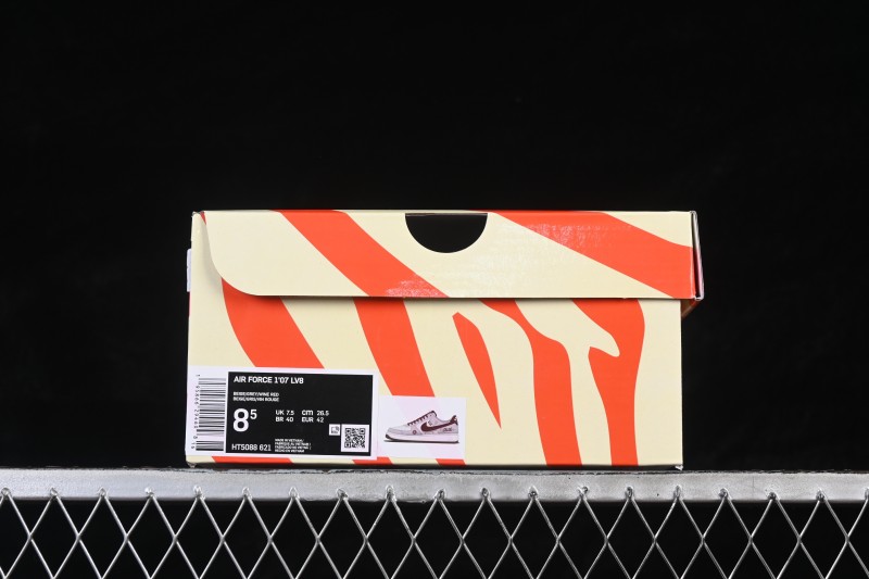 Nike Air Force 1 '07 Low Basketball Shoes with Red-Grey Contrast Design - HT5088-621