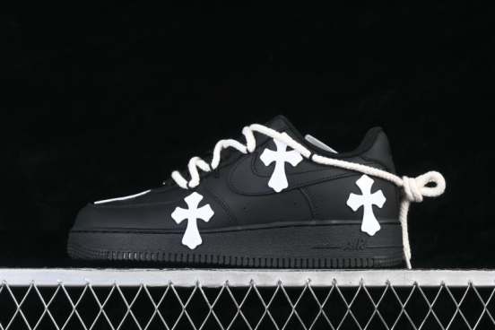Nike Air Force 1 '07 Low Black Chrome Cross Casual Skateboarding Shoes - CW2288-111