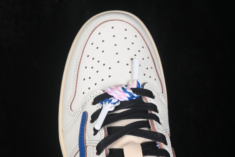 Nike Travis Scott x Air Jordan 1 Low OG Retro Sneakers with Reverse Swoosh Design - DM7866-104