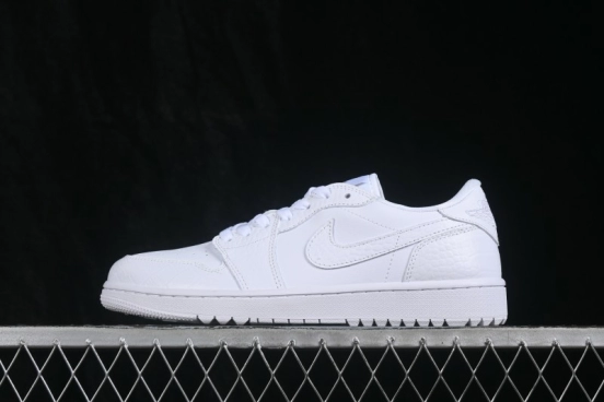 Nike Air Jordan 1 Low Retro Basketball Shoes in All-White Leather - DD9315-110