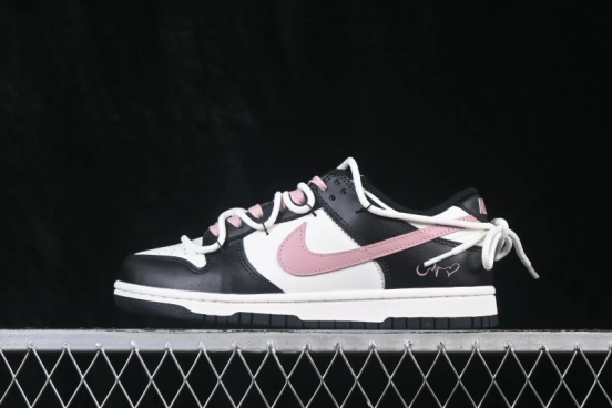 Nike SB Dunk Low Black Pink Strap Low-Top Casual Skateboard Shoes - CW1590-100