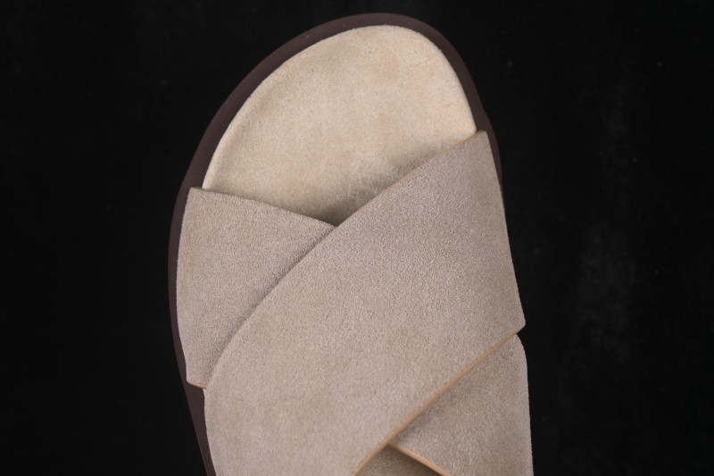 Brunello Cucinelli Suede Flat Slip-On Open-Toe Thong Sandals - 26IMZUSOLY327 TAUPE