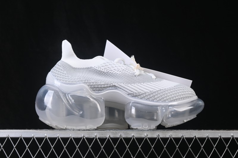 Grounds Moopie Fabric Round Toe Big Bubble Platform Sneakers White Gray - FYD4