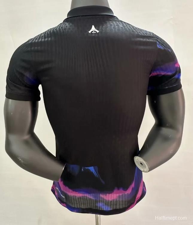 Player Version 25/26 PSG Black with Blue & Pink Abstract Pattern Jersey