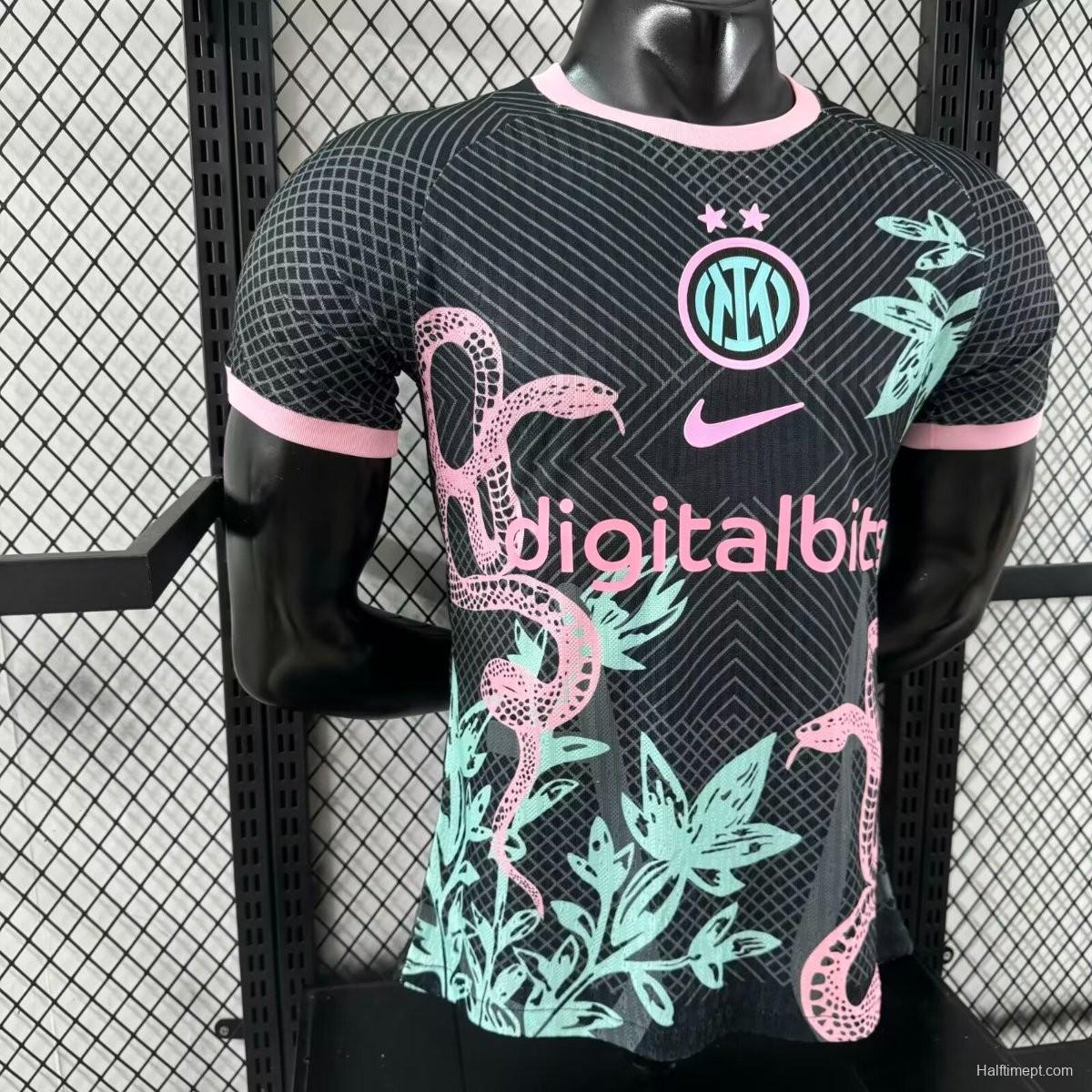 Player Version 25/26 Inter Milan Black with Snake and Floral Pattern Jersey