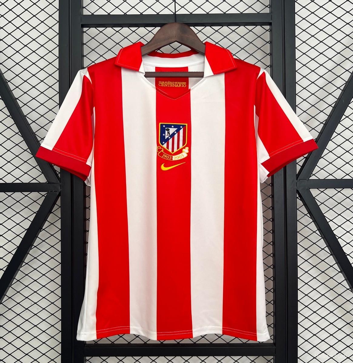 03/04 Retro Atletico Madrid Centenary Home Stadium Jersey