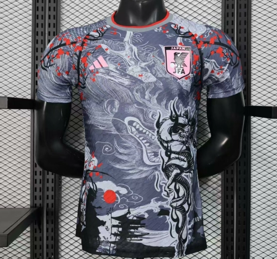 Player Version 2025 Japan Gray with Traditional Dragon and Cherry Blossom Pattern Jersey