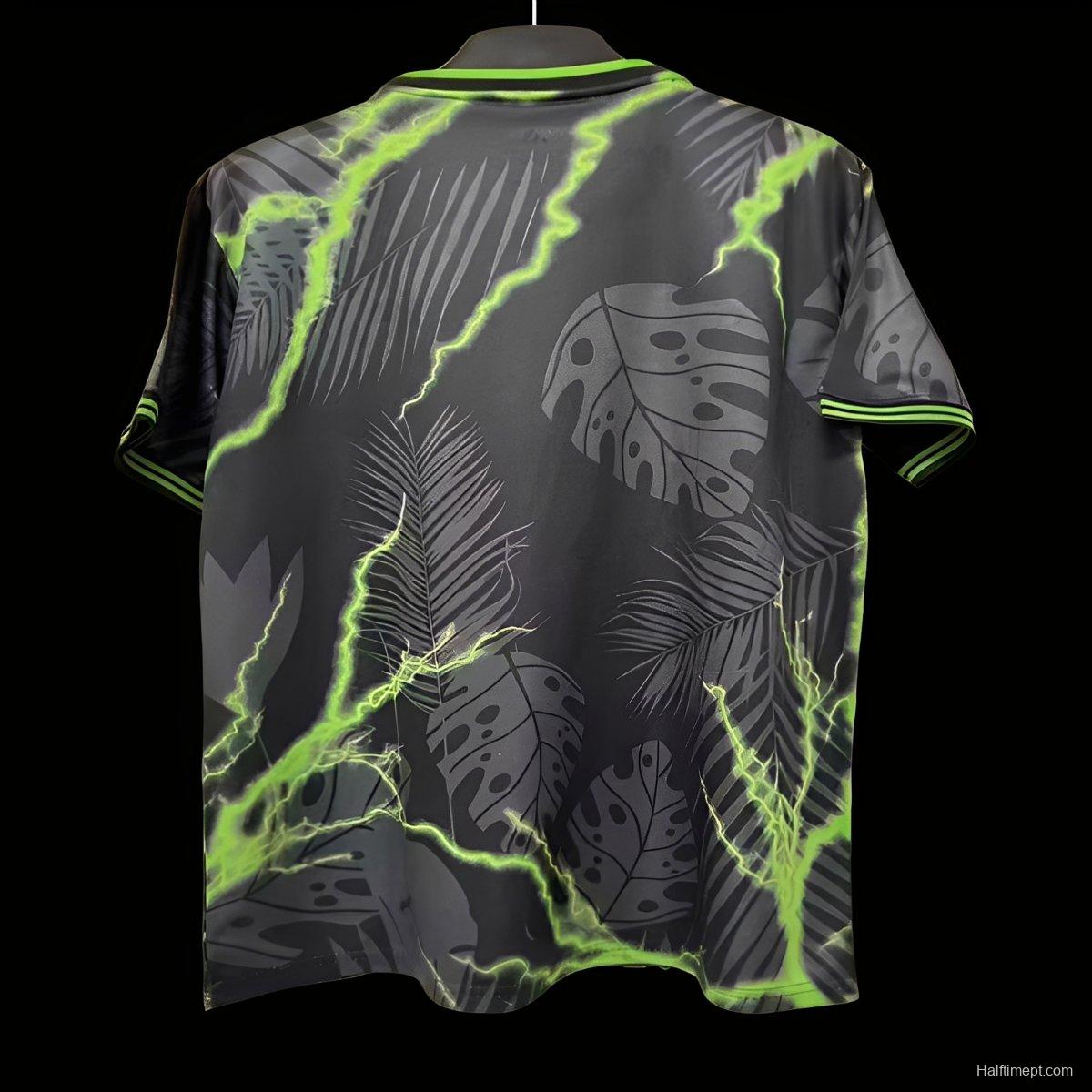 25/26 Real Madrid Black with Lightning and Tropical Leaf Pattern Jersey