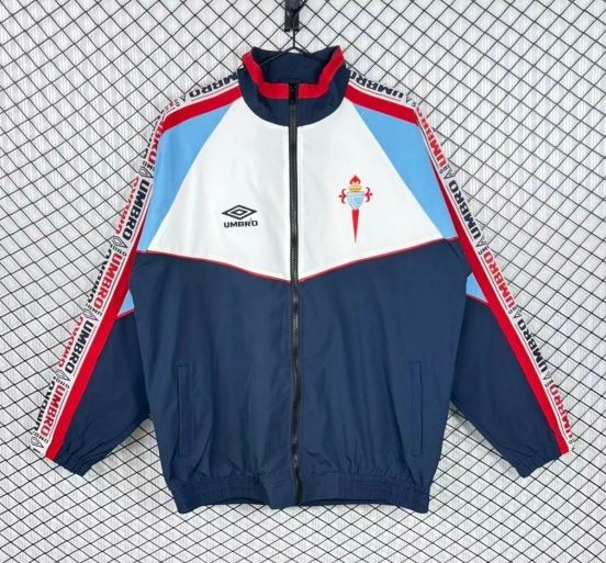 Retro 98/99 Celta Navy/White Full Zipper Windbreaker