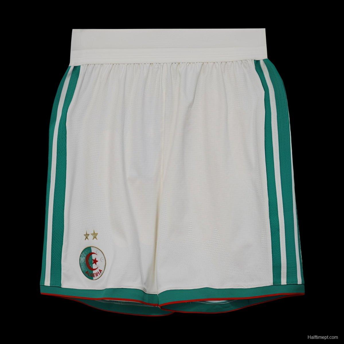 2026 Player Version Algeria White with Green Side Stripes Shorts