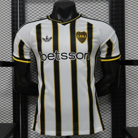 Player Version 25/26 Boca Juniors Away White & Black Vertical Stripes  Special Edition Jersey