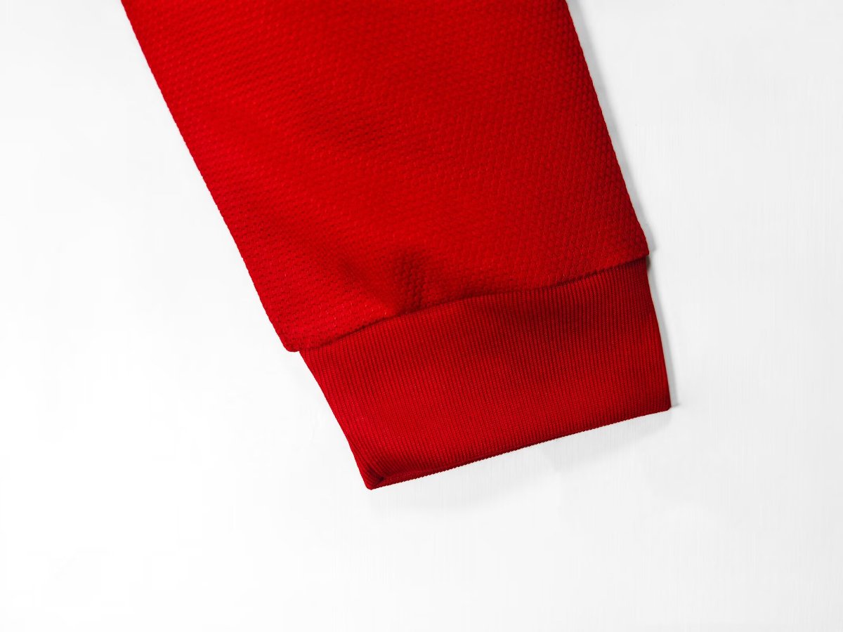 Retro 2014 Portugal Home Red with Dark  Stripes Long Sleeve Jersey
